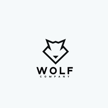 Abstract luxury wolf head vector monogram logo design template