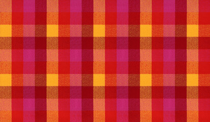 Fabric texture canvas. Cotton background. Detail close up for dress or other modern fashion textile print. Red, purple and orange striped textured design.