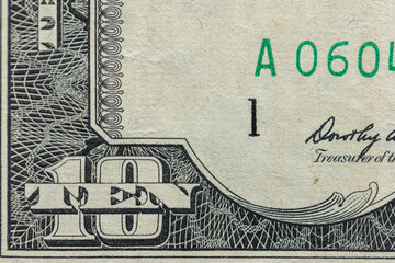 Ten dollar banknotes. Closeup of 10 US dollar bills. Money as background. Cash and money