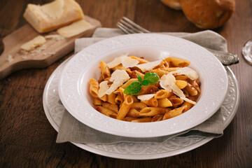 Pasta With Bolognese Sauce. Typical Italian Dish.
