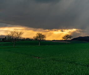 Country landscape in sunshine in Germany