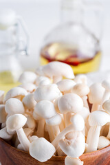 Fresh Hon-shimeji mushroom or Bunna-shimeji on white background.