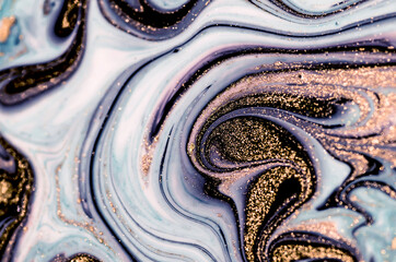 Abstract ocean- ART. Natural Luxury. Style incorporates the swirls of marble or the ripples of agate. Very beautiful blue paint with the addition of gold powder.