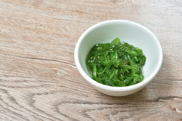 Chukka wakame or seaweed in sesame oil Japanese salad in cup