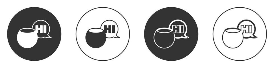 Black Voice assistant icon isolated on white background. Voice control user interface smart speaker. Circle button. Vector