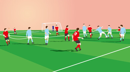 Soccer Ball control in congestion. Vector