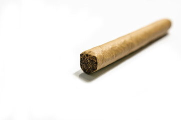 Cigars on a white background, soft focus image.
