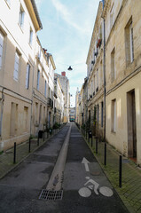 Fototapeta na wymiar Bike path in a small French town