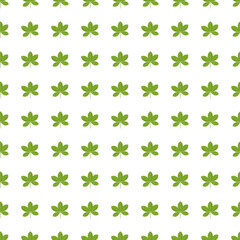 Abstract botanic seamless pattern with little scheffler flowers silhouettes. White background. Isolated print.