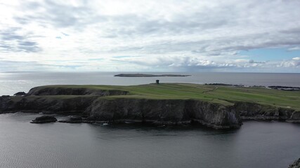 Aerial view of the beautiful coast at Malin Beg looking in County Donegal, Ireland.