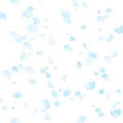 Blue hand drawn soap bubbles background 