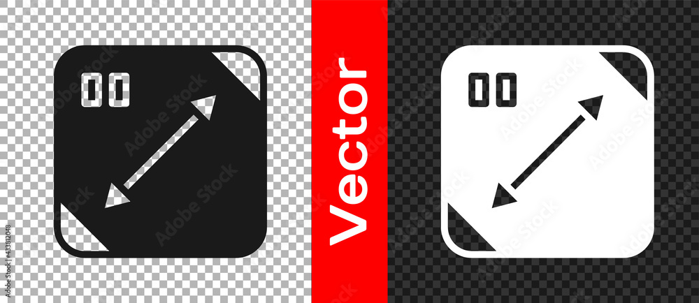 Poster black diagonal measuring icon isolated on transparent background. vector