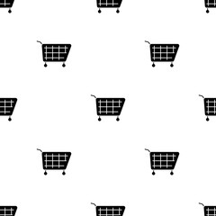 Shopping cart market seamless pattern isolated on white background.