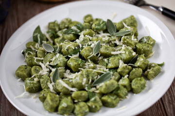 Green Potato Gnocchi with Sage Butter and Parmesan