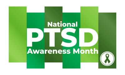 National PTSD Awareness Month is observed annually in June. The month is dedicated to raising awareness about the condition and how to access treatment. Background, poster, card, banner design. 