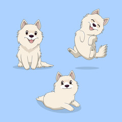 cute sdamoyed dog cartoon collection