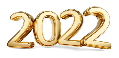 2022 bold letters golden symbol 3d-illustration - obrazy, fototapety, plakaty