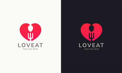 Love eat logo. Love food logo template. Illustration vector