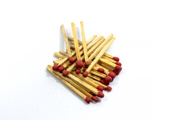 Piles of matchstick isolated on white