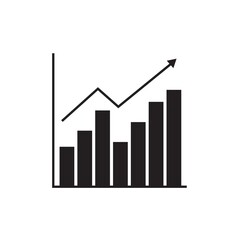 Graph, chart icon. flat design. Vector illustration.
