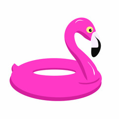 vector illustration of cool bright summer inflatable pink flamingo for pool