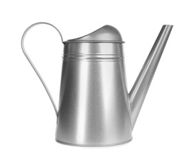 Metal watering can isolated on white. Gardening tool