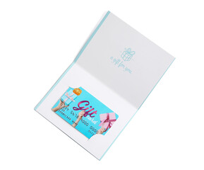 Gift card on white background