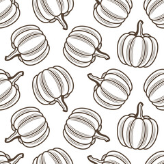 seamless pattern with vegetable pumpkins isolated on white background