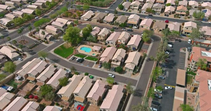 Small sleeping area landscape Avondale small town city of a roof of the houses of Arizona an above aerial view
