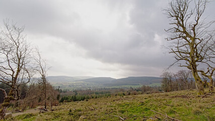 Wicklow mountains landscape on a cloudy spring day. Dublin, Ireland