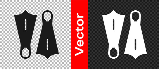 Black Rubber flippers for swimming icon isolated on transparent background. Diving equipment. Extreme sport. Sport equipment. Vector © Kostiantyn