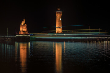 harbor of Lindau at night city