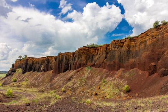 View of volcanic crater in Racos village, Brasov county, Romani