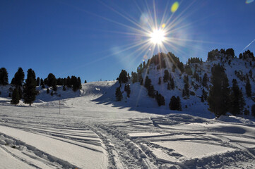 Winter mountain landscape on a sunny day in European alps, Austria, Tyrol