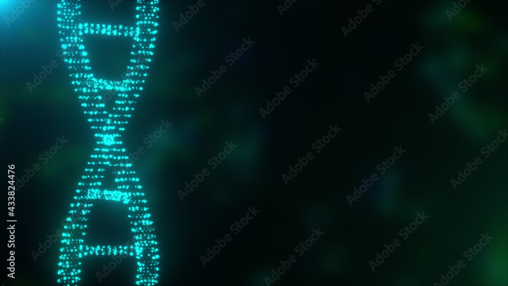 Aufkleber molecular 3d render connection in wriggling genetic chromosome. connected strands of genome with shi