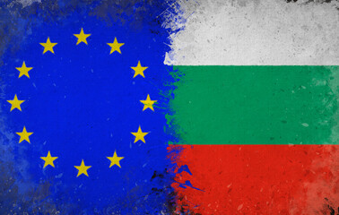 Bulgaria, Republic of Bulgaria and European Union, European Union Background - Watercolor Design