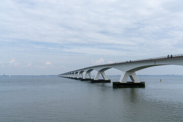 view of the Zeeland Bridge across the Eastern Scheidt Eastuary in western Netherlands