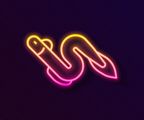 Glowing neon line Eel fish icon isolated on black background. Vector