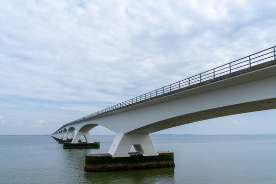 view of the Zeeland Bridge across the Eastern Scheidt Eastuary in western Netherlands