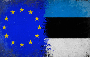 Estonia, Republic of Estonia and European Union, European Union Background - Watercolor Design