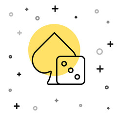 Black line Game dice icon isolated on white background. Casino gambling. Random dynamic shapes. Vector