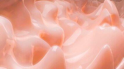 Obraz premium smooth wave surface of light pink color. 3d render illustration