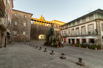 Fototapeta premium historic city center of Viseu at the end of the day , Portuguese city