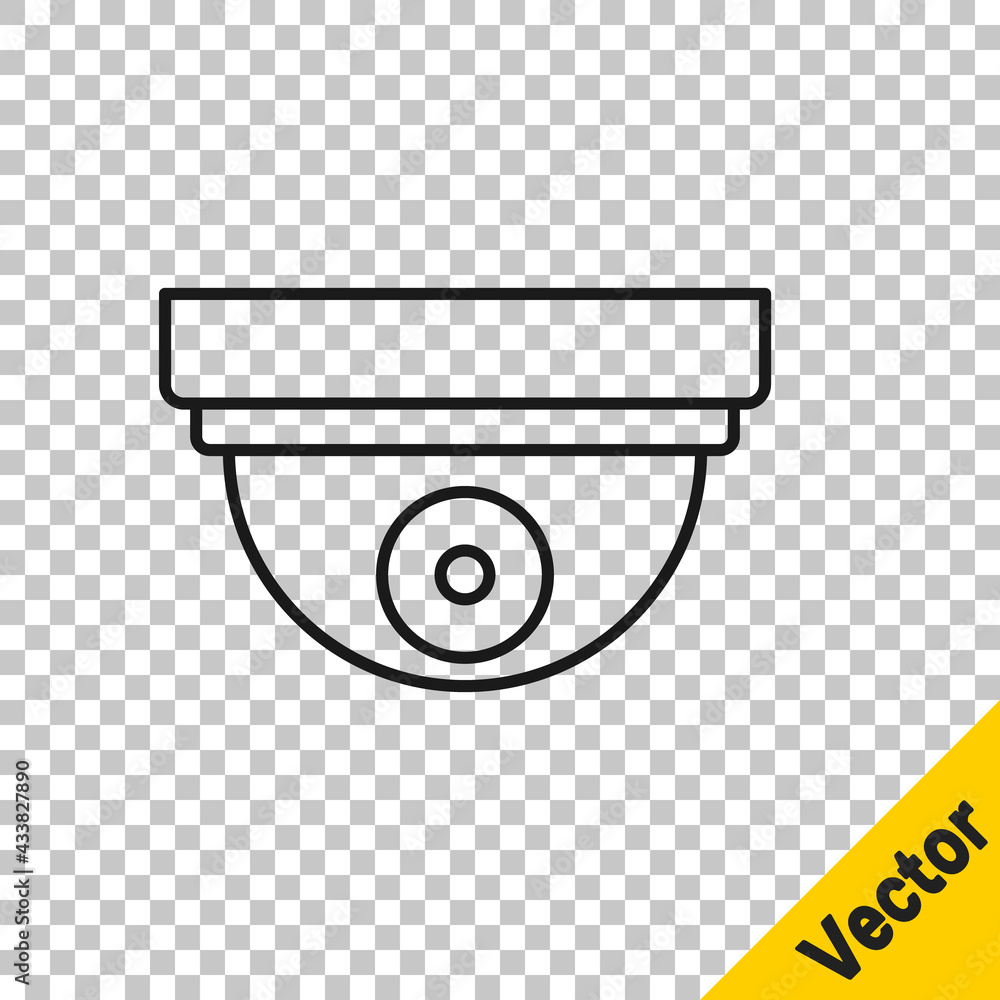Poster black line motion sensor icon isolated on transparent background. vector