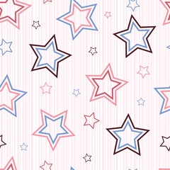 Obraz premium Stars seamless pattern. Design for fabric, wrapping paper, background, wallpaper. Vector.