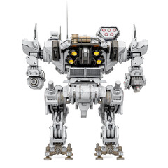 heavy mech in white background rear view