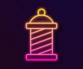 Glowing neon line Classic Barber shop pole icon isolated on black background. Barbershop pole symbol. Vector