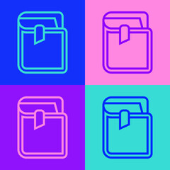 Pop art line Book icon isolated on color background. Vector