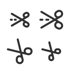 Pixel-perfect linear icons of scissors in two variants built on two base grids of 32x32 and 24x24 pixels for easy scaling. The initial line weight is 2 pixels. In one-color version. Editable strokes