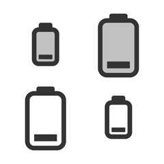 Pixel-perfect linear icon of battery low charge  built on two base grids of 32x32 and 24x24 pixels. The initial base line weight is 2 pixels. In two-color and one-color versions. Editable strokes